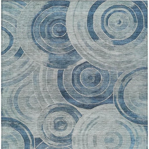 HomeRoots 8' X 10' Blue and Silver Geometric Area Rug - Stylish, Washable, Durable, Perfect for Indoor & Outdoor Use 619760