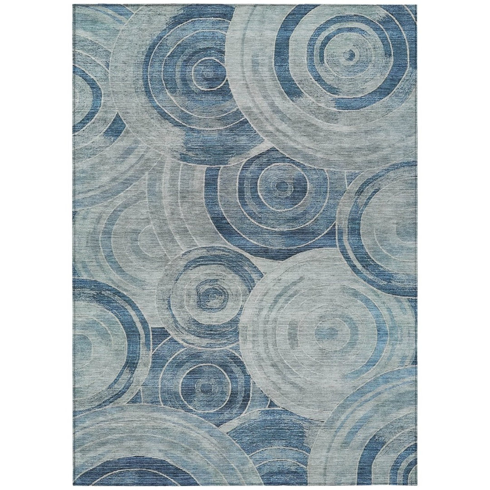 HomeRoots 10' Blue & Silver Geometric Washable Area Rug – Stylish Indoor/Outdoor Solution for Modern Spaces 619762