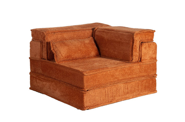 English Elm Compression Mahjong Sofa - Versatile Modular Floor Sofa Bed In Orange, Plush Memory Foam Comfort W3723P377144