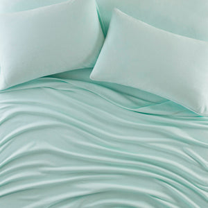 English Elm 4 Pcs Queen Sheet Set - Ultra-Plush Microfleece In Calming Aqua For Cozy Year-Round Comfort B035P319755