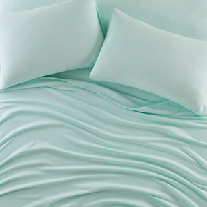 English Elm 4 Pcs Full Sheet Set In Aqua - Luxurious Microfleece Bedding For Cozy Comfort & Easy Care B035P319754