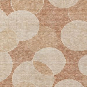 HomeRoots 5' Coral and Peach Geometric Washable Area Rug - Stylish Indoor/Outdoor Design for High Traffic Areas 619806