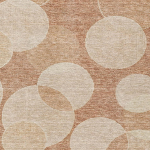 HomeRoots 8' X 10' Coral and Peach Geometric Washable Area Rug - Durable, Stylish for Indoor & Outdoor Use! 619808