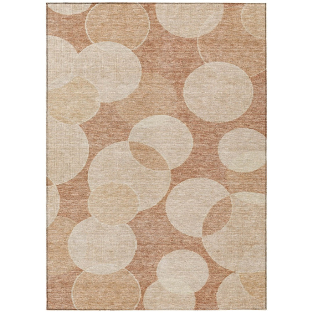 HomeRoots 8' X 10' Coral and Peach Geometric Washable Area Rug - Durable, Stylish for Indoor & Outdoor Use! 619808