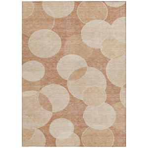 HomeRoots 9' Coral and Peach Geometric Washable Area Rug - Stylish, Durable for Indoor/Outdoor Spaces! 619809