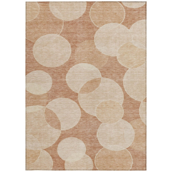 HomeRoots 9' Coral and Peach Geometric Washable Area Rug - Stylish, Durable for Indoor/Outdoor Spaces! 619809