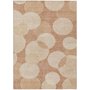 HomeRoots 9' Coral and Peach Geometric Washable Area Rug - Stylish, Durable for Indoor/Outdoor Spaces! 619809