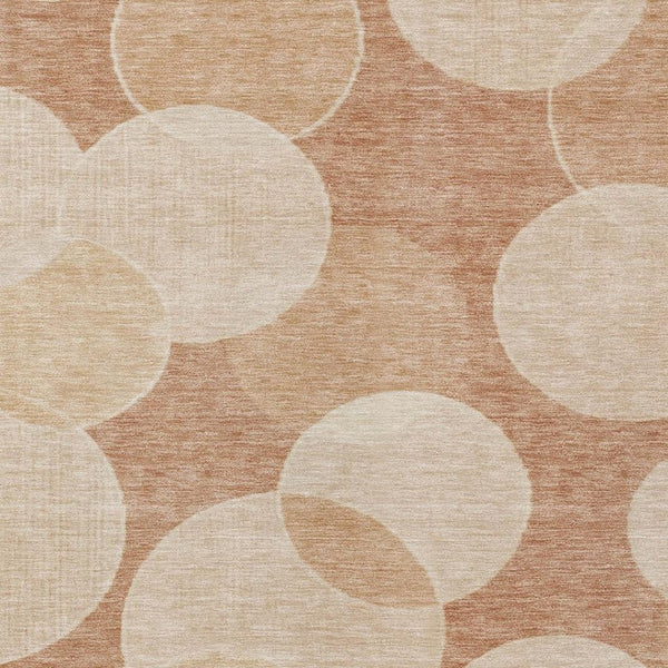 HomeRoots 10' Coral and Peach Geometric Area Rug - Washable, Durable, Indoor/Outdoor Design for Any Space 619810