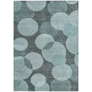 HomeRoots 5' X 8' Teal Blue Geometric Area Rug - Washable, Durable, Stylish for Indoor & Outdoor Spaces! 619824