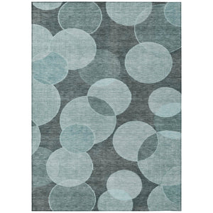 HomeRoots 5' X 8' Teal Blue Geometric Area Rug - Washable, Durable, Stylish for Indoor & Outdoor Spaces! 619824