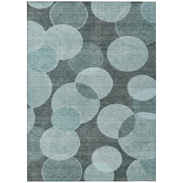 HomeRoots 5' X 8' Teal Blue Geometric Area Rug - Washable, Durable, Stylish for Indoor & Outdoor Spaces! 619824