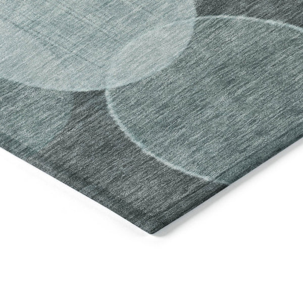 HomeRoots 5' X 8' Teal Blue Geometric Area Rug - Washable, Durable, Stylish for Indoor & Outdoor Spaces! 619824