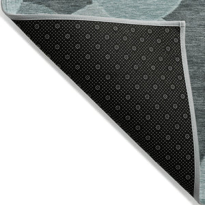 HomeRoots 8' Vibrant Teal Blue & Aqua Round Geometric Area Rug - Washable, Durable, Indoor/Outdoor Style! 619825