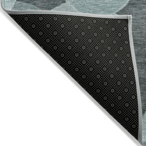 HomeRoots 8' Vibrant Teal Blue & Aqua Round Geometric Area Rug - Washable, Durable, Indoor/Outdoor Style! 619825