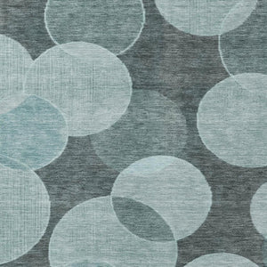 HomeRoots 8' X 10' Teal Blue Geometric Area Rug – Durable, Washable, Fade-Resistant for Indoor & Outdoor Use 619826