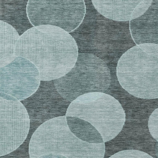 HomeRoots 8' X 10' Teal Blue Geometric Area Rug – Durable, Washable, Fade-Resistant for Indoor & Outdoor Use 619826