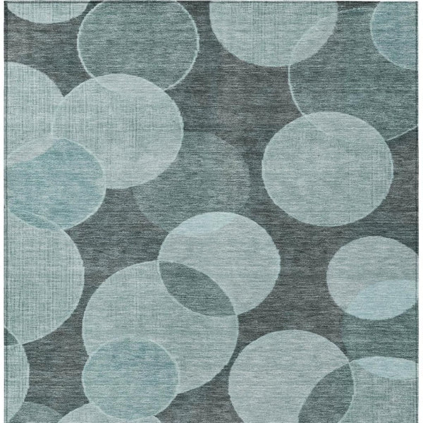 HomeRoots 10' Teal Blue and Pale Aqua Geometric Area Rug - Stylish, Washable, Durable for Indoor/Outdoor Use 619828