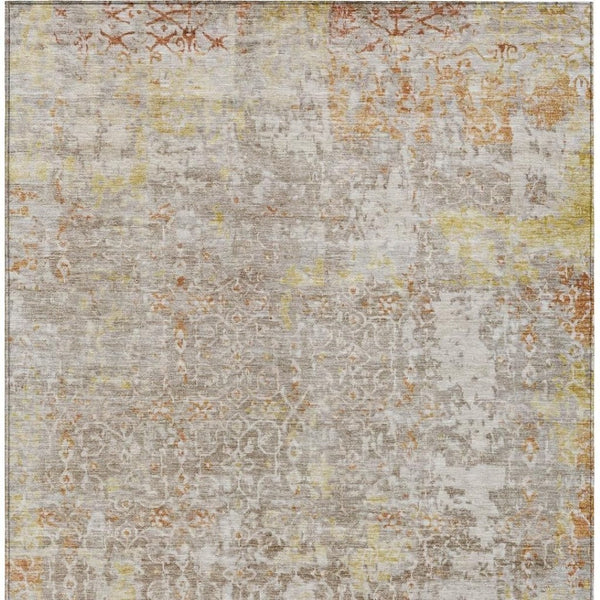 HomeRoots 5' Abstract Brown and Gold Washable Area Rug for Indoor/Outdoor Use - Durable, Stylish, and Versatile 619836