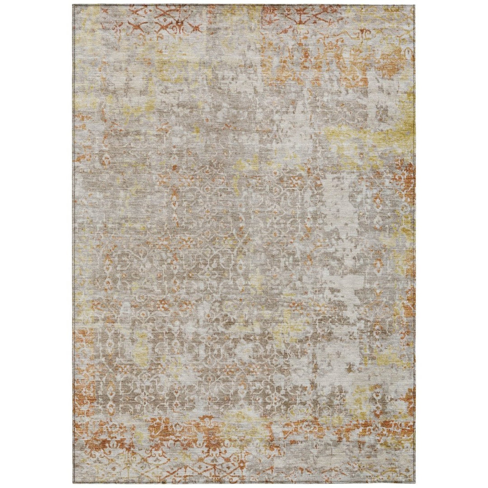 HomeRoots 10' X 14' Brown and Gold Abstract Area Rug – Stylish, Washable, Indoor/Outdoor Design for Every Space! 619840