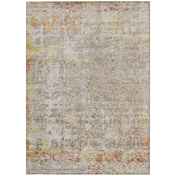 HomeRoots 10' X 14' Brown and Gold Abstract Area Rug – Stylish, Washable, Indoor/Outdoor Design for Every Space! 619840