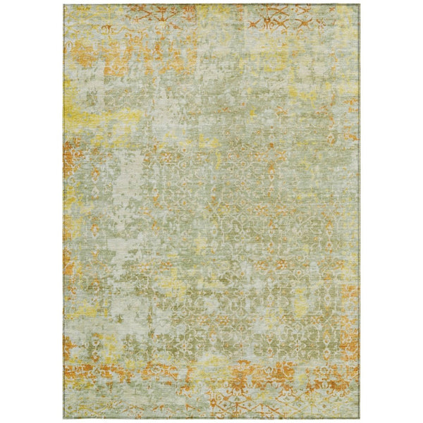HomeRoots 5' X 8' Sage and Gold Abstract Area Rug - Stylish, Washable, Durable for Indoor and Outdoor Spaces! 619848