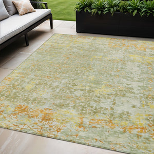 HomeRoots 5' X 8' Sage and Gold Abstract Area Rug - Stylish, Washable, Durable for Indoor and Outdoor Spaces! 619848
