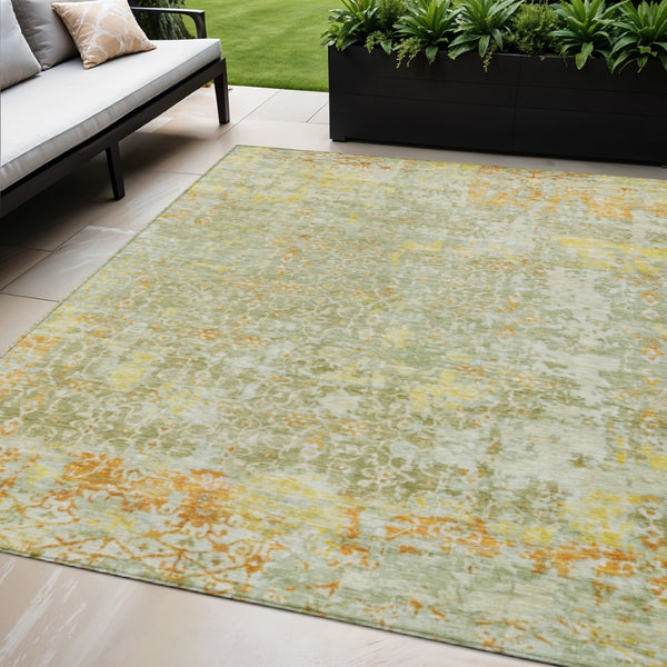 HomeRoots 5' X 8' Sage and Gold Abstract Area Rug - Stylish, Washable, Durable for Indoor and Outdoor Spaces! 619848