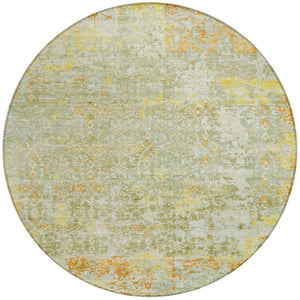 HomeRoots 8' Sage and Gold Round Area Rug - Stylish Abstract Design, Washable, Durable for Indoor/Outdoor Use 619849