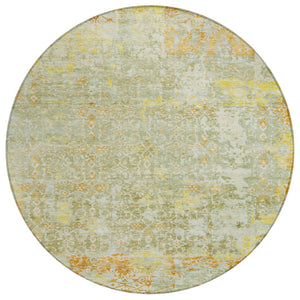 HomeRoots 8' Sage and Gold Round Area Rug - Stylish Abstract Design, Washable, Durable for Indoor/Outdoor Use 619849