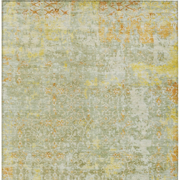 HomeRoots 9' X 12' Sage and Gold Abstract Indoor Outdoor Area Rug - Stylish, Durable, Machine Washable Design! 619851