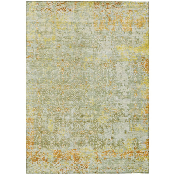 HomeRoots 9' X 12' Sage and Gold Abstract Indoor Outdoor Area Rug - Stylish, Durable, Machine Washable Design! 619851