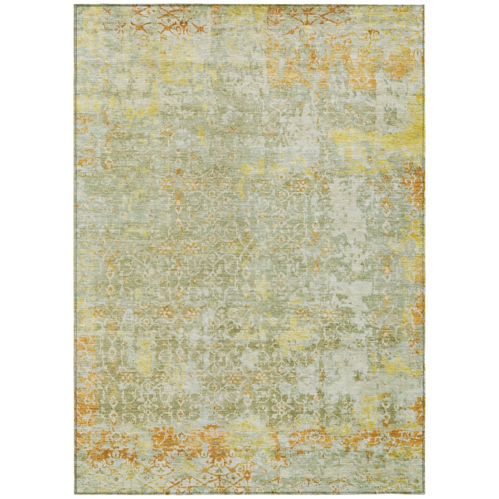 HomeRoots 10' Sage and Gold Abstract Area Rug – Washable, Durable, Stylish Indoor/Outdoor Design for High-Traffic Areas 619852