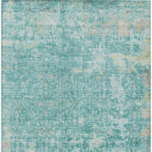 HomeRoots 5' X 8' Teal Blue Aqua Abstract Area Rug – Washable, Stain-Resistant for Indoor & Outdoor Use 619854