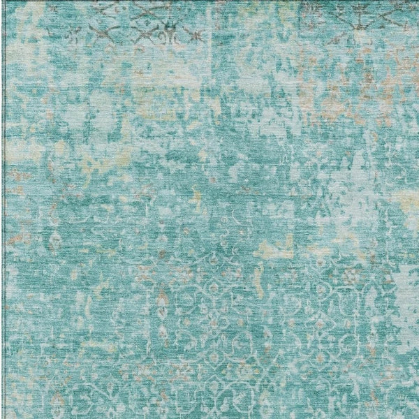 HomeRoots 5' X 8' Teal Blue Aqua Abstract Area Rug – Washable, Stain-Resistant for Indoor & Outdoor Use 619854