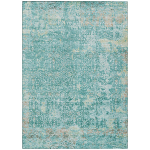 HomeRoots 5' X 8' Teal Blue Aqua Abstract Area Rug – Washable, Stain-Resistant for Indoor & Outdoor Use 619854