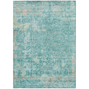 HomeRoots 5' X 8' Teal Blue Aqua Abstract Area Rug – Washable, Stain-Resistant for Indoor & Outdoor Use 619854