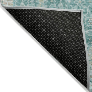 HomeRoots 8' Teal Blue and Aqua Round Area Rug – Stylish, Washable, Durable, Ideal for Indoor & Outdoor Spaces! 619855