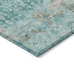 HomeRoots 8' Teal Blue and Aqua Round Area Rug – Stylish, Washable, Durable, Ideal for Indoor & Outdoor Spaces! 619855