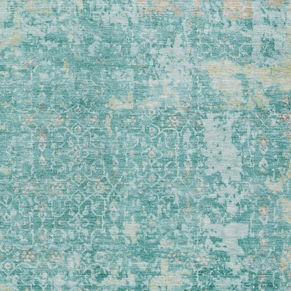 HomeRoots 8' X 10' Teal Blue Aqua Abstract Area Rug – Stylish Indoor/Outdoor Washable, Durable & Easy-Care Design 619856