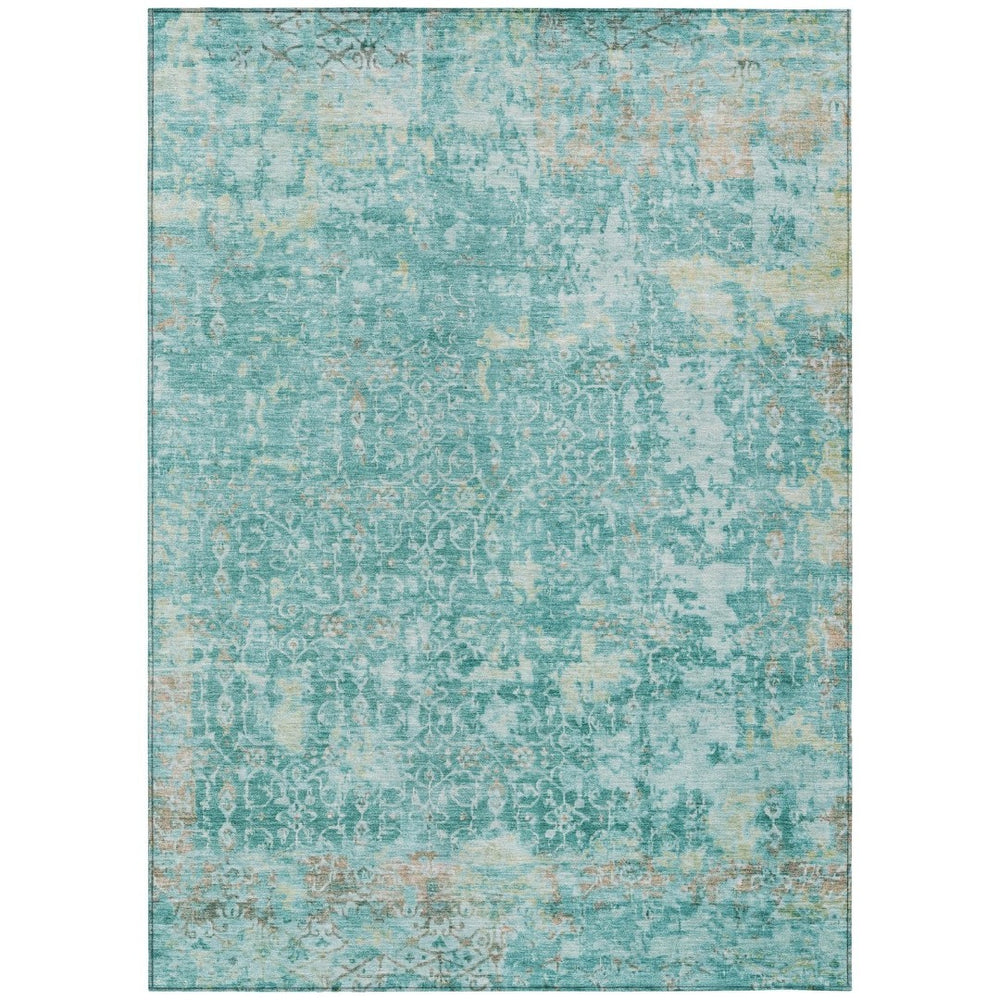 HomeRoots 8' X 10' Teal Blue Aqua Abstract Area Rug – Stylish Indoor/Outdoor Washable, Durable & Easy-Care Design 619856