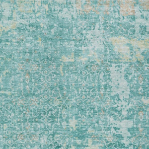 HomeRoots 9' X 12' Teal Blue and Aqua Abstract Area Rug - Stylish, Durable, Washable for Indoor & Outdoor Use! 619857