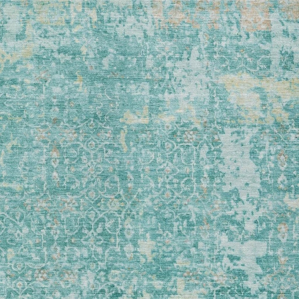 HomeRoots 9' X 12' Teal Blue and Aqua Abstract Area Rug - Stylish, Durable, Washable for Indoor & Outdoor Use! 619857