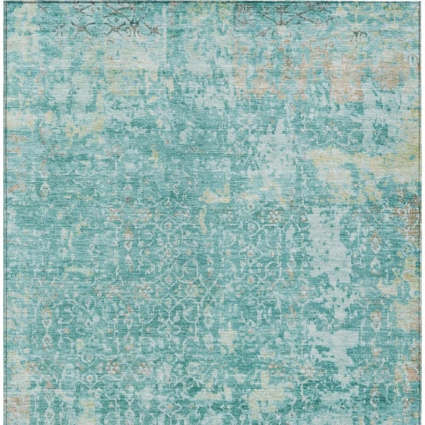 HomeRoots 10' Teal Blue & Aqua Abstract Washable Indoor/Outdoor Area Rug - Durable, Stylish, and Stain-Resistant! 619858