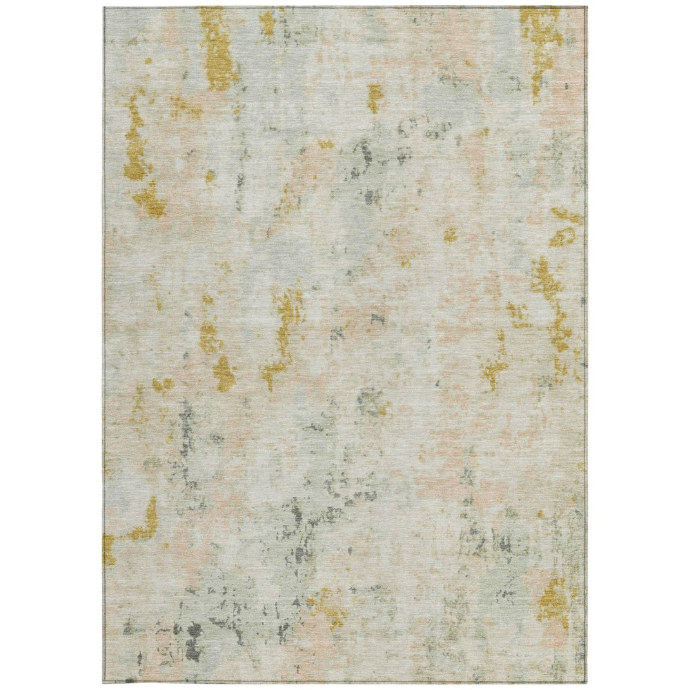 HomeRoots 8' X 10' Beige and Gold Abstract Area Rug - Stylish, Washable, Indoor/Outdoor Design for Any Space! 619868