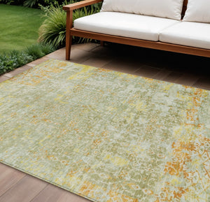 HomeRoots 8' X 10' Beige and Gold Abstract Area Rug - Stylish, Washable, Indoor/Outdoor Design for Any Space! 619868