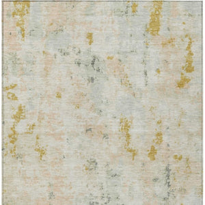 HomeRoots 9' X 12' Beige and Gold Abstract Area Rug - Stylish, Washable, Indoor/Outdoor, Durable & Easy Care 619869