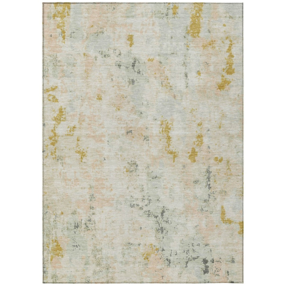 HomeRoots 10' Beige and Gold Abstract Washable Area Rug - Stylish, Durable Design for Indoor & Outdoor Spaces 619870