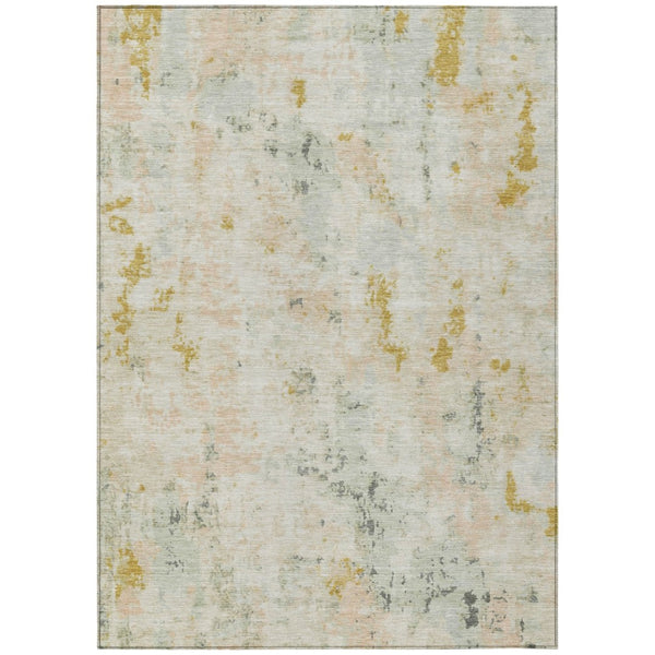 HomeRoots 10' Beige and Gold Abstract Washable Area Rug - Stylish, Durable Design for Indoor & Outdoor Spaces 619870