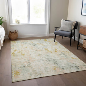 HomeRoots 10' Beige and Gold Abstract Washable Area Rug - Stylish, Durable Design for Indoor & Outdoor Spaces 619870