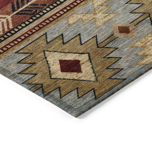 HomeRoots 8' Round Tribal Washable Rug in Rust Beige & Charcoal - Stylish, Durable for Indoor & Outdoor Spaces 619903